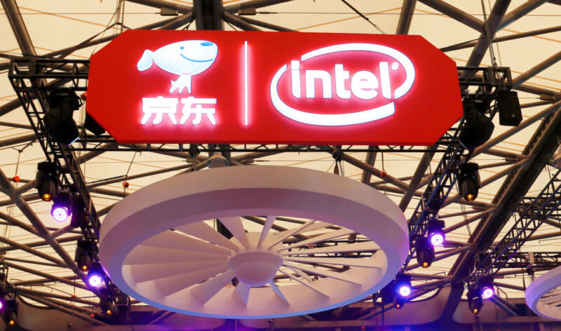 Photo taken on Aug. 2, 2019 shows the booth of CPU chip manufacturer Intel at China Digital Entertainment Expo and Game Expo in Shanghai, China. 