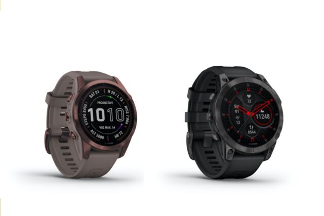 Garmin's new Fenix 7 (left) and Epix (right) smartwatches are the company's top-of-the-line trekking companions.