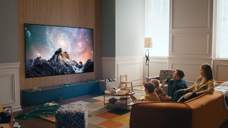 An LG TV in a marketing lifestyle image.