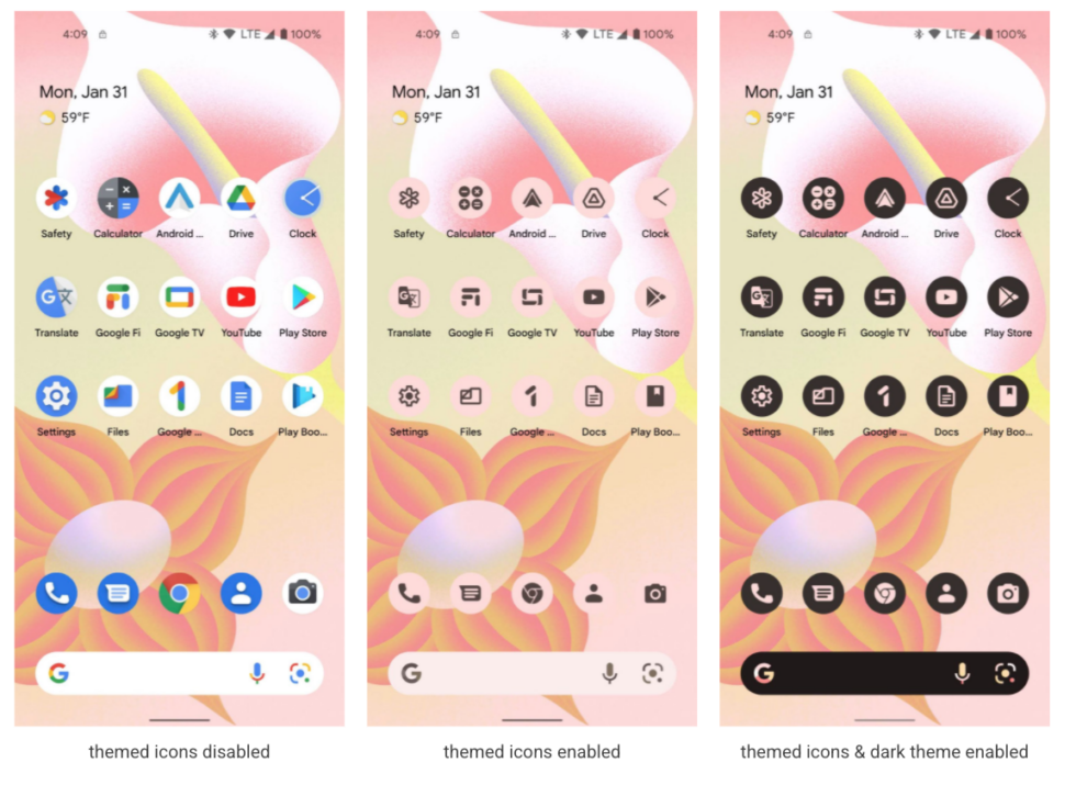 Themed icons graduate from beta in Android 13. 