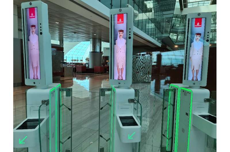 Fast-track gates that use face and iris recognition technologies at Dubai international airport, seen here soon after their inst